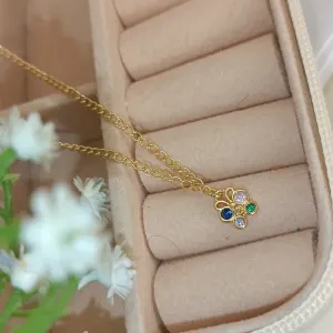 Tornozeleira Borboleta Color Banhada a Ouro