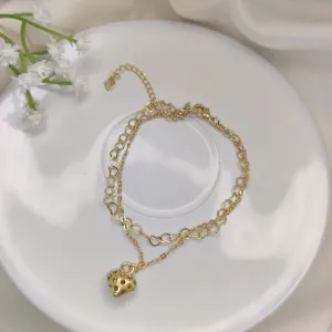 Pulseira Elo Corações c/ Coração Texturizado