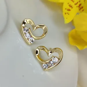 Brinco De Coração Cravejado Banhado a Ouro