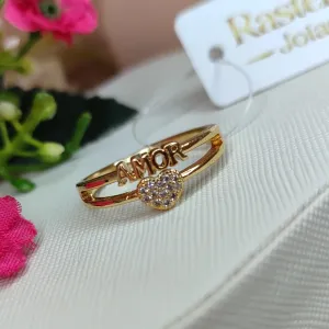 Anel  Duplo Coração  com AMOR Cravejado