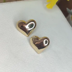 Brinco Coração Liso Banhado a Ouro