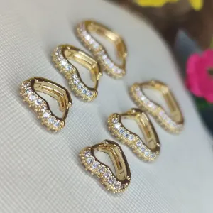 Trio Coração Cravejado Banhado a Ouro
