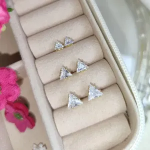 Brinco Trio Triangular Banhado a Ouro