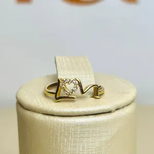Anel Love Com Coração Banhado a Ouro