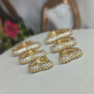 Trio Argola Coração Cravejado Banhado a Ouro