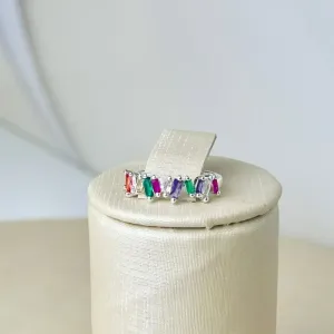 Anel Carre Color Banhado a Prata