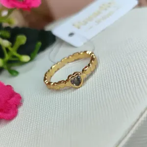 Anel Coração Zirconia com Aro de Corações