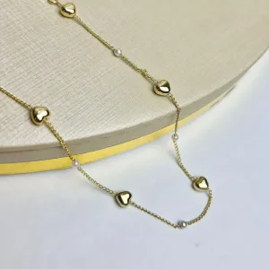 Choker Coração com Pérola Banhada a Ouro