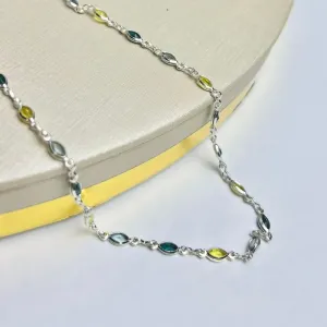 Choker Zircônias Navete Color Banhada a Prata