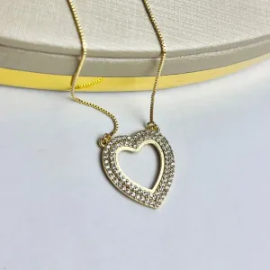 Colar De Coração Vazado Banhado a Ouro