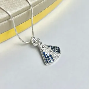 Colar Nossa Senhora Aparecida Azul Cravejado Banhado a Prata