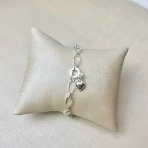 Pulseira Elo Coração Color Banhada a Prata
