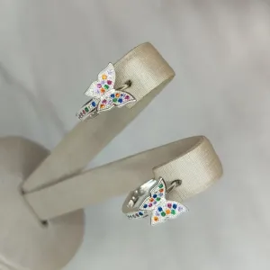 Argola Borboleta  Cravejada Color Banhada a Prata