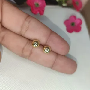 Brinco Bola Medio Lisa Banhado a Ouro