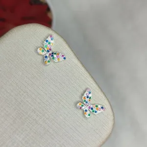 Brinco Borboleta Color Banhado a Prata