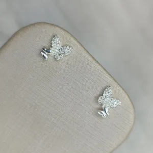Brinco Borboleta Dupla Cravejado Banhado a Prata