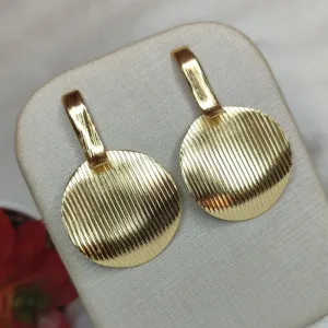 Brinco Redondo Chapado Listrado Banhado a Ouro