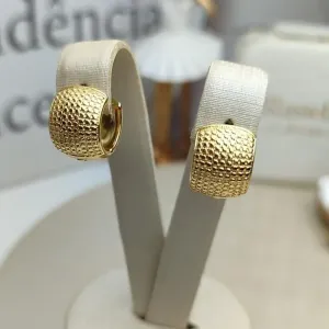 Argola Grossa Diamantada Banhada a Ouro