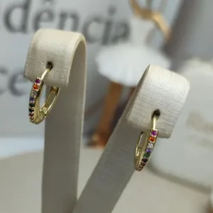Argola Zirconia Color Banhada a Ouro
