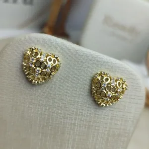 Brinco Coração Cravejado Banhado a Ouro