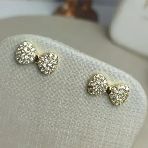 Brinco De Laço Cravejado Banhado a Ouro