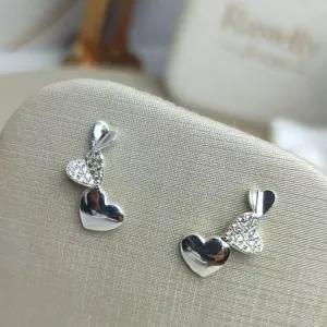 Brinco Ear Cuff de Corações Banhado a Prata