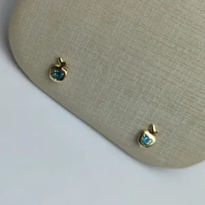 Brinco Jasmine Azul - Tarracha Baby Banhado a Ouro