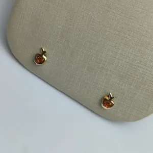 Brinco Jasmine Laranja - Tarracha Baby Banhado a Ouro