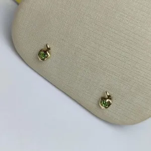 Brinco Jasmine Verde - Tarracha Baby Banhado a Ouro