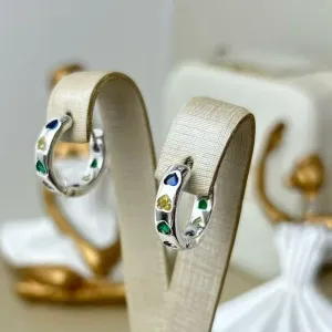 Argola Com Pedras  De Coração Zircônia Color M