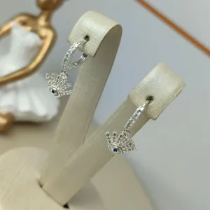 Argola  Olho Grego Cravejado Banhado a Prata