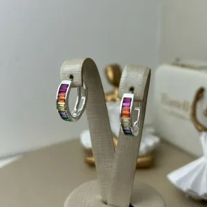 Argola Zircônia Carré Color Banhada a Prata