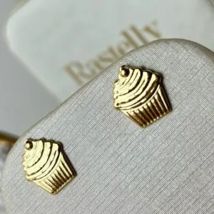 Brinco Cupcake Banhado a Ouro