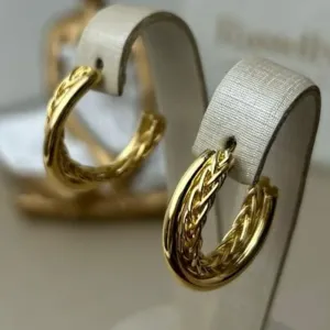Brinco Elis Entrelaçado Banhado a Ouro