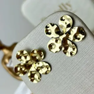 Brinco Flor Chapada Banhada a Ouro