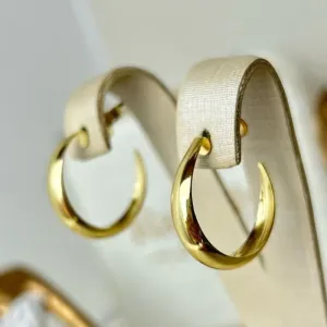 Brinco Grande Liso Elayne Banhado a Ouro