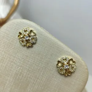 Brinco Leda Cravejado Banhado a Ouro