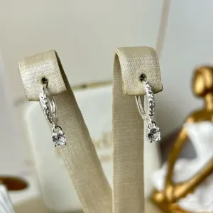 Argola Cristal Cravejada Banhado a Prata