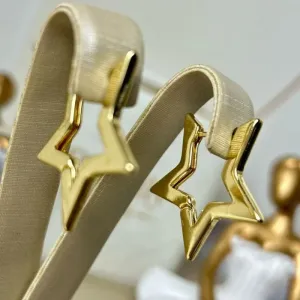 Argola Estrela Banhado a Ouro