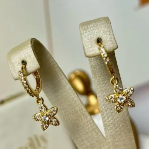 Argola Flor Cravejada Banhado a Ouro