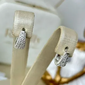 Argola Pequena Gota Cristal Cravejada Banhada a Prata