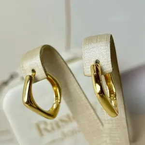 Argola Quadrada G Lisa Banhada a Ouro