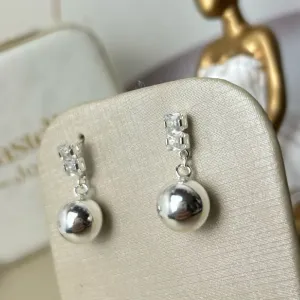 Brinco Bola de Zirconia Banhado a Prata