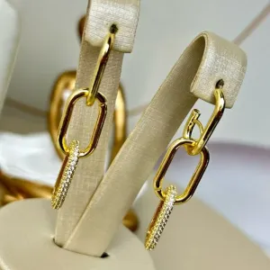 Brinco Elos Cravejado Banhado a Ouro