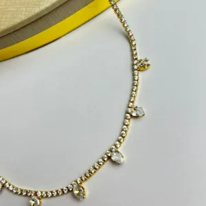 Colar Super Luxo Cravejado Zirconia Gota Cristal