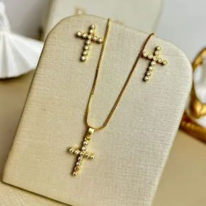 Conjunto Cravejado Cruz