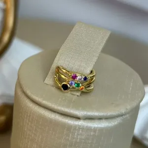 Piercing Fake Color Cravejadas   Banhado a Ouro
