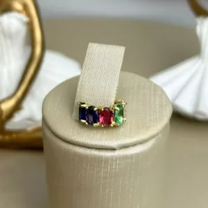 Piercing Fake Color Cravejado Banhado a Ouro