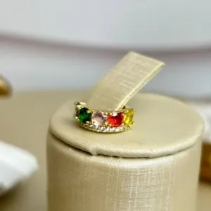 Piercing Fake Color Cravejado Banhado a Ouro