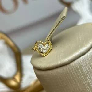 Piercing Fake Coração Duplo Cravejado Banhado a Ouro